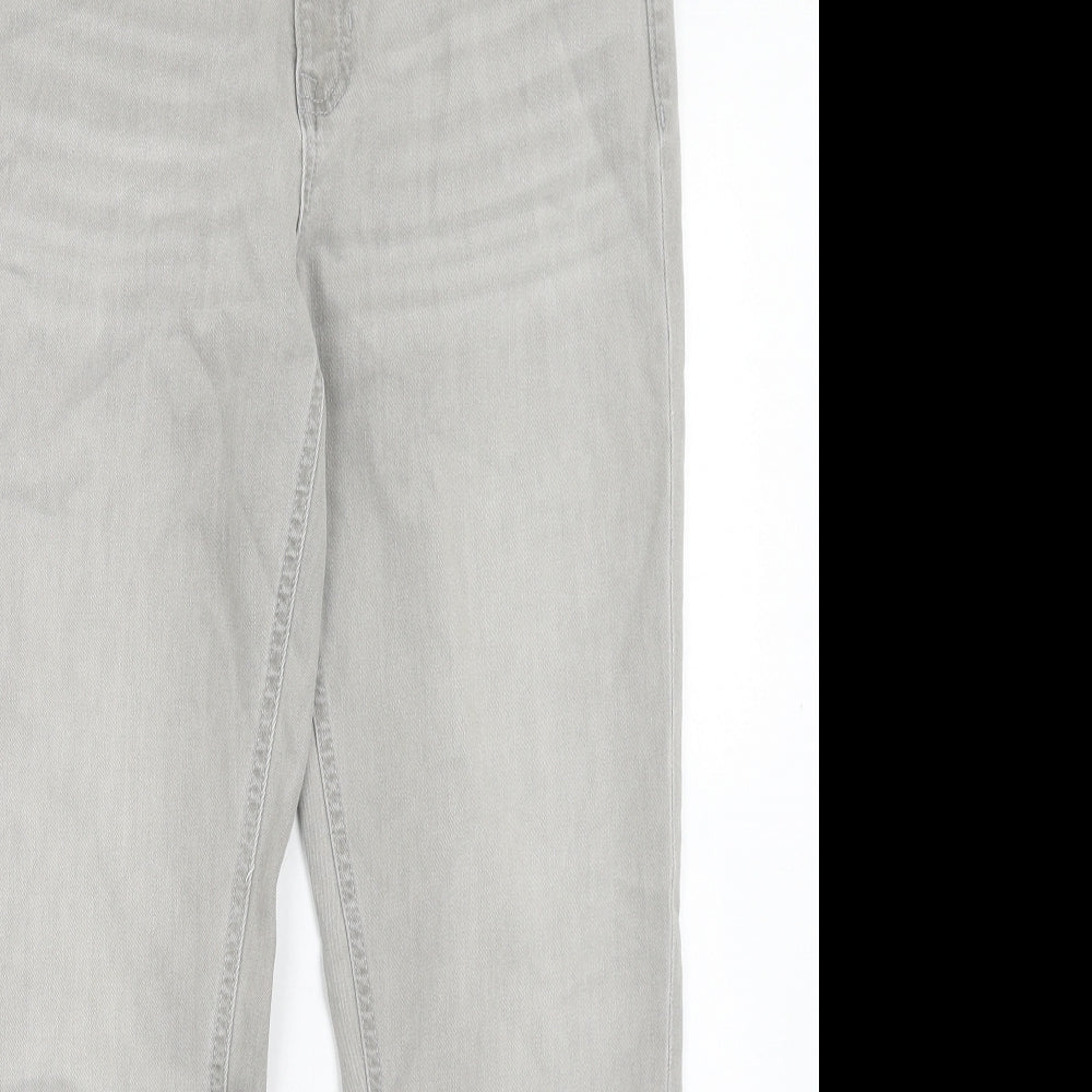 Marks and Spencer Womens Grey Cotton Skinny Jeans Size 10 Relaxed Zip