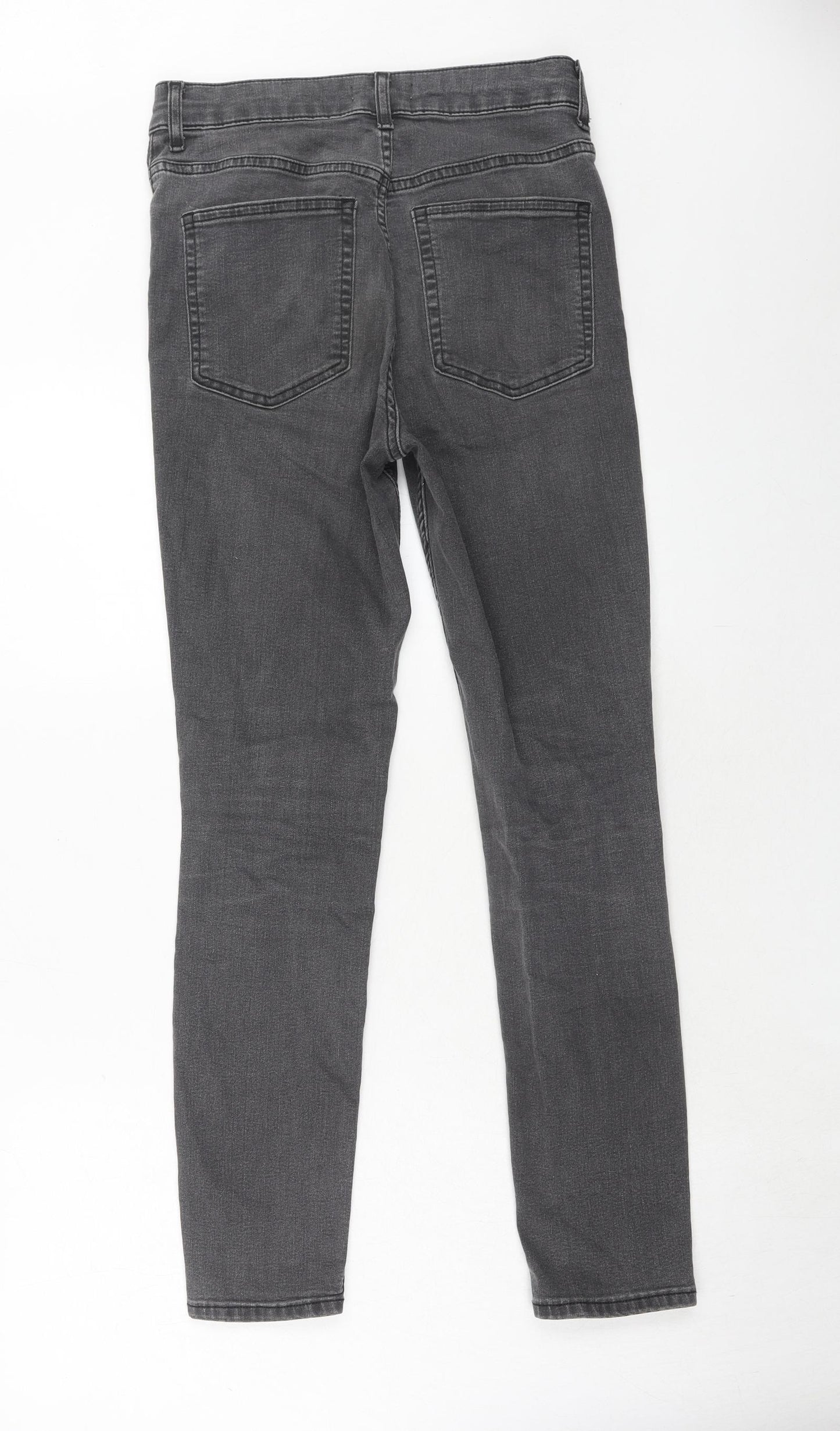 H&M Womens Grey Cotton Skinny Jeans Size 12 Regular Zip