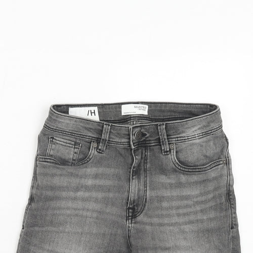 Selected Homme Mens Grey Cotton Chino Shorts Size XS Regular Zip