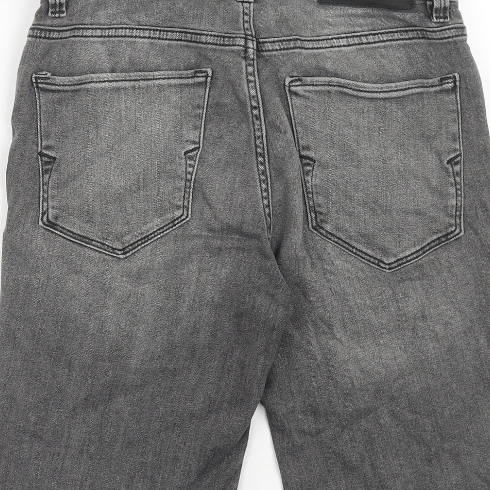 Selected Homme Mens Grey Cotton Chino Shorts Size XS Regular Zip
