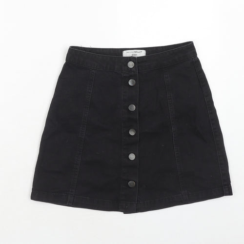 New Look Girls Black Cotton A-Line Skirt Size 13 Years Regular Button