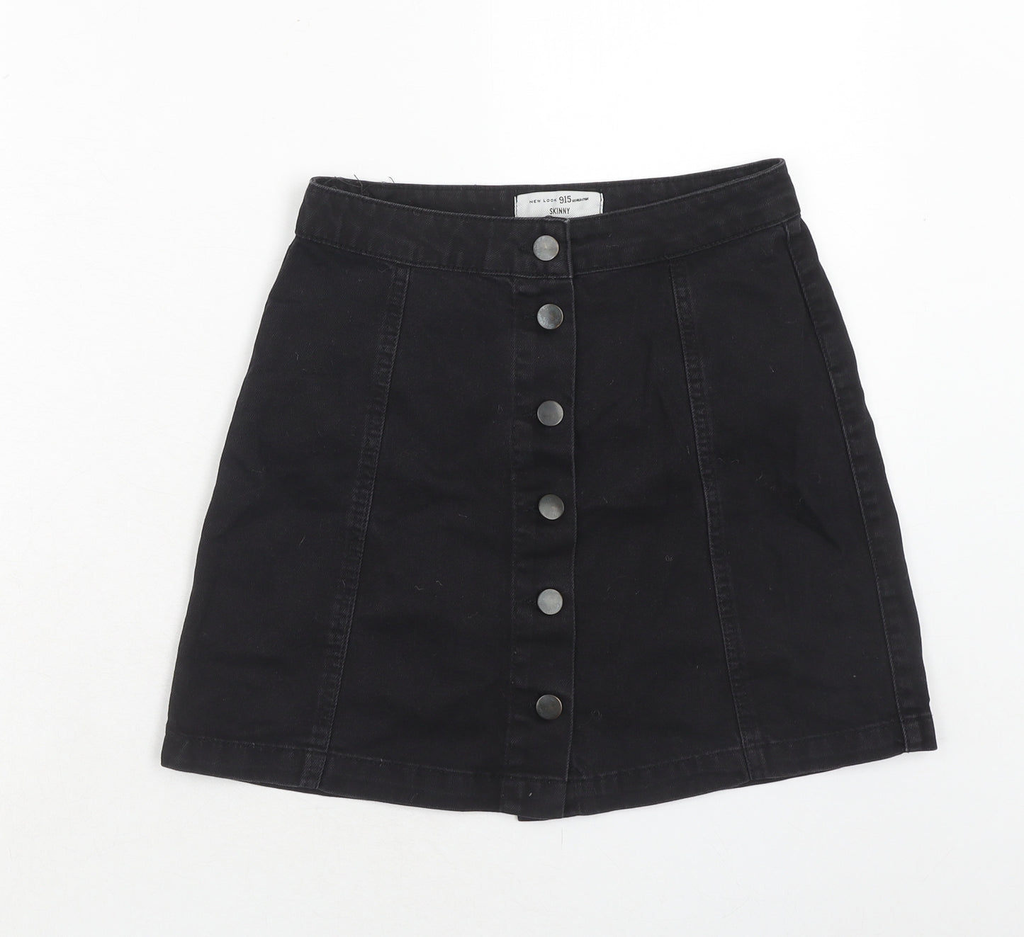 New Look Girls Black Cotton A-Line Skirt Size 13 Years Regular Button