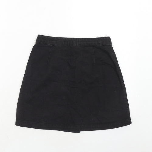 New Look Girls Black Cotton A-Line Skirt Size 13 Years Regular Button