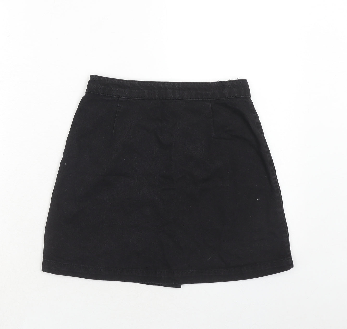 New Look Girls Black Cotton A-Line Skirt Size 13 Years Regular Button