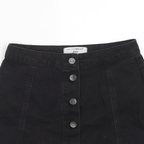 New Look Girls Black Cotton A-Line Skirt Size 13 Years Regular Button