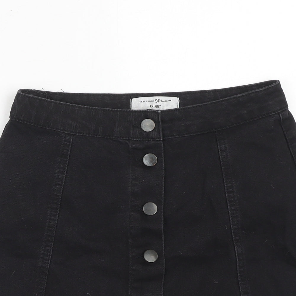 New Look Girls Black Cotton A-Line Skirt Size 13 Years Regular Button