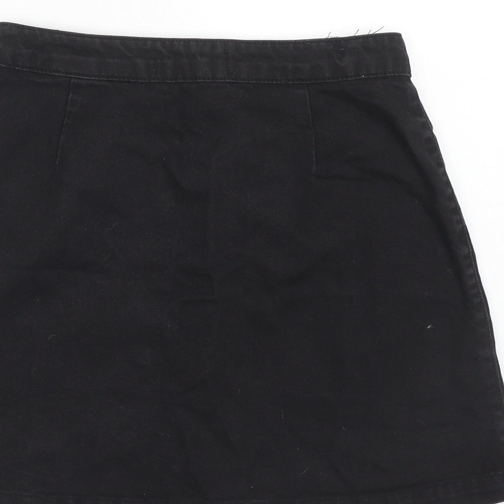 New Look Girls Black Cotton A-Line Skirt Size 13 Years Regular Button