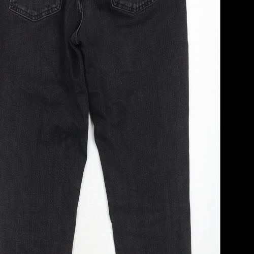 Marks and Spencer Womens Black Cotton Mom Jeans Size 12 Regular Zip