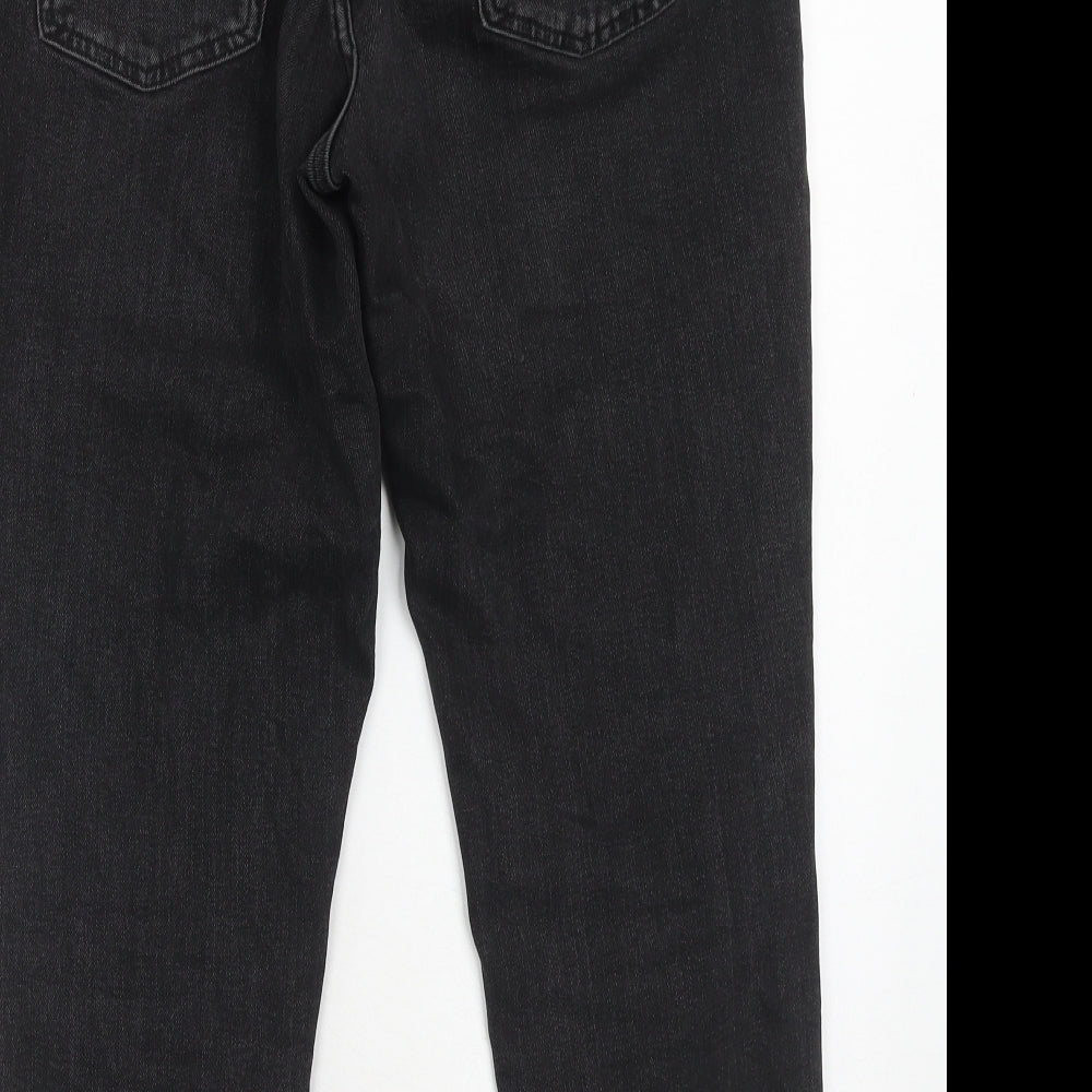 Marks and Spencer Womens Black Cotton Mom Jeans Size 12 Regular Zip