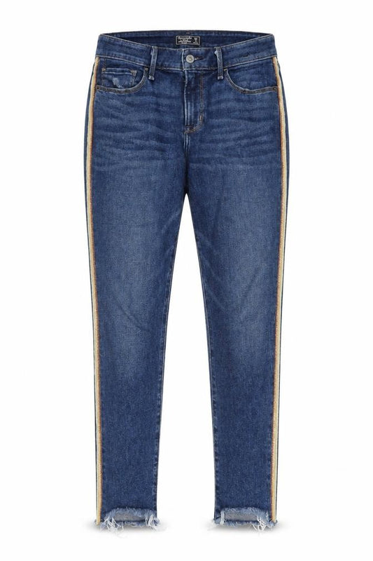 Front view of Gap women’s blue cotton skinny jeans, size UK 26, in regular zip