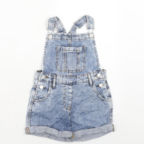 NEXT Girls Blue Cotton Dungaree One-Piece Size 6 Years Button