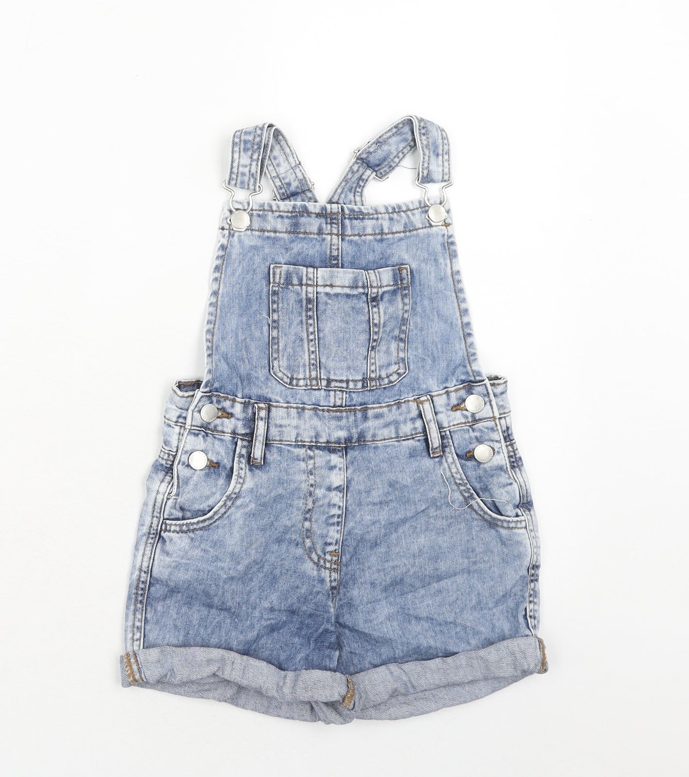 NEXT Girls Blue Cotton Dungaree One-Piece Size 6 Years Button