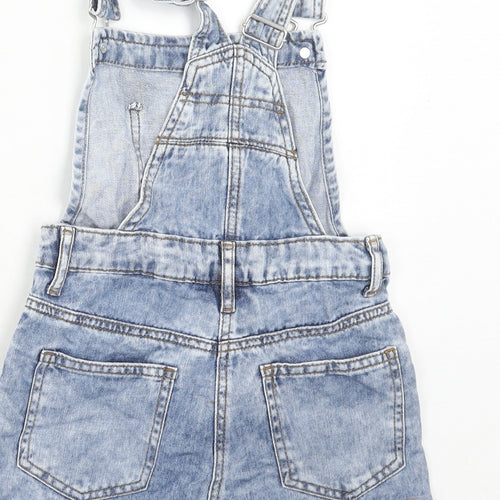 NEXT Girls Blue Cotton Dungaree One-Piece Size 6 Years Button