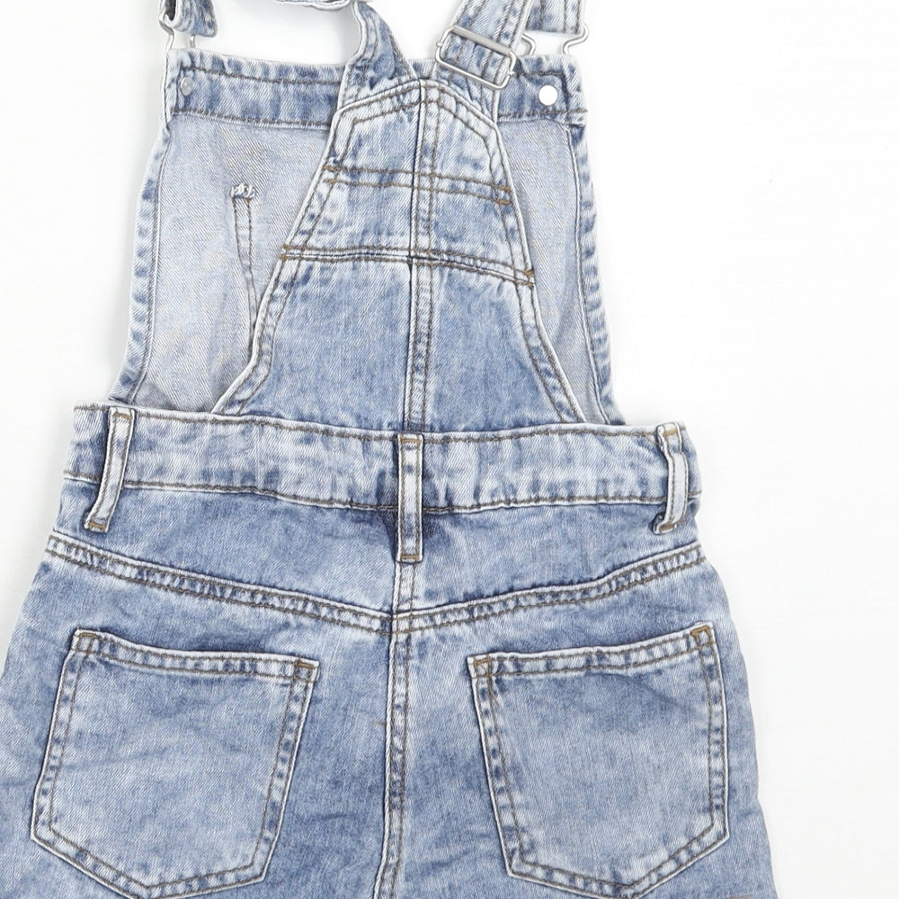 NEXT Girls Blue Cotton Dungaree One-Piece Size 6 Years Button