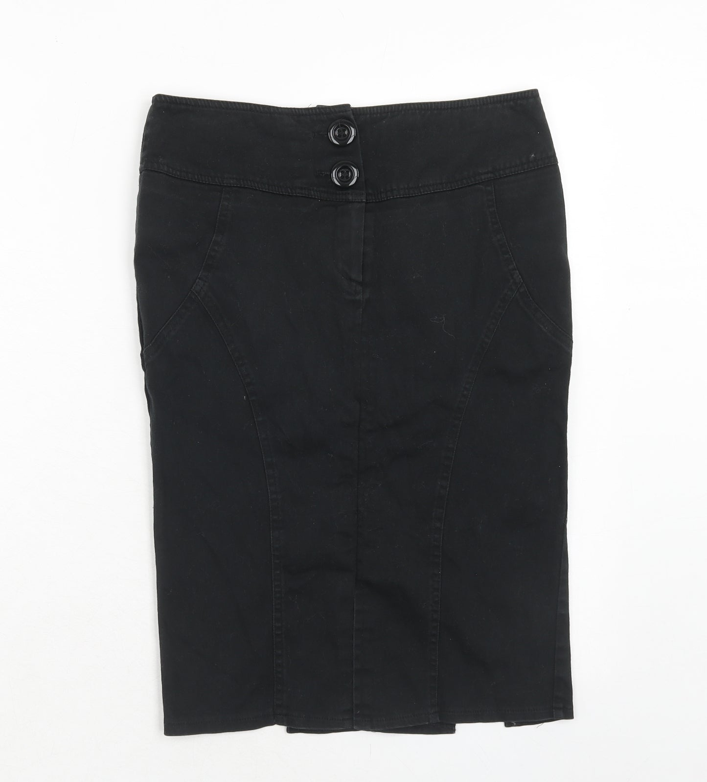 Jane Norman Womens Black Cotton A-Line Skirt Size 8 Zip