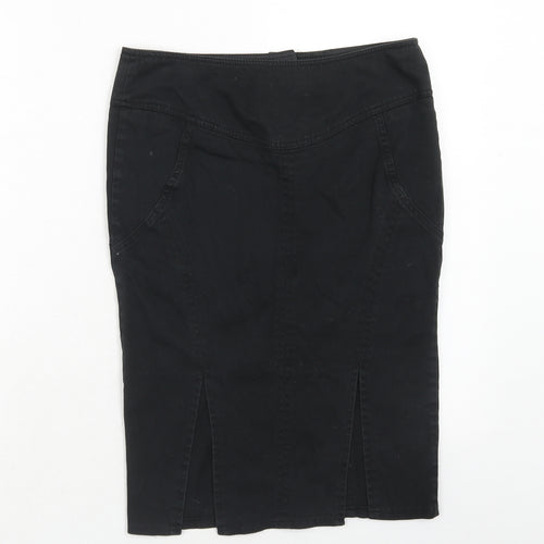 Jane Norman Womens Black Cotton A-Line Skirt Size 8 Zip