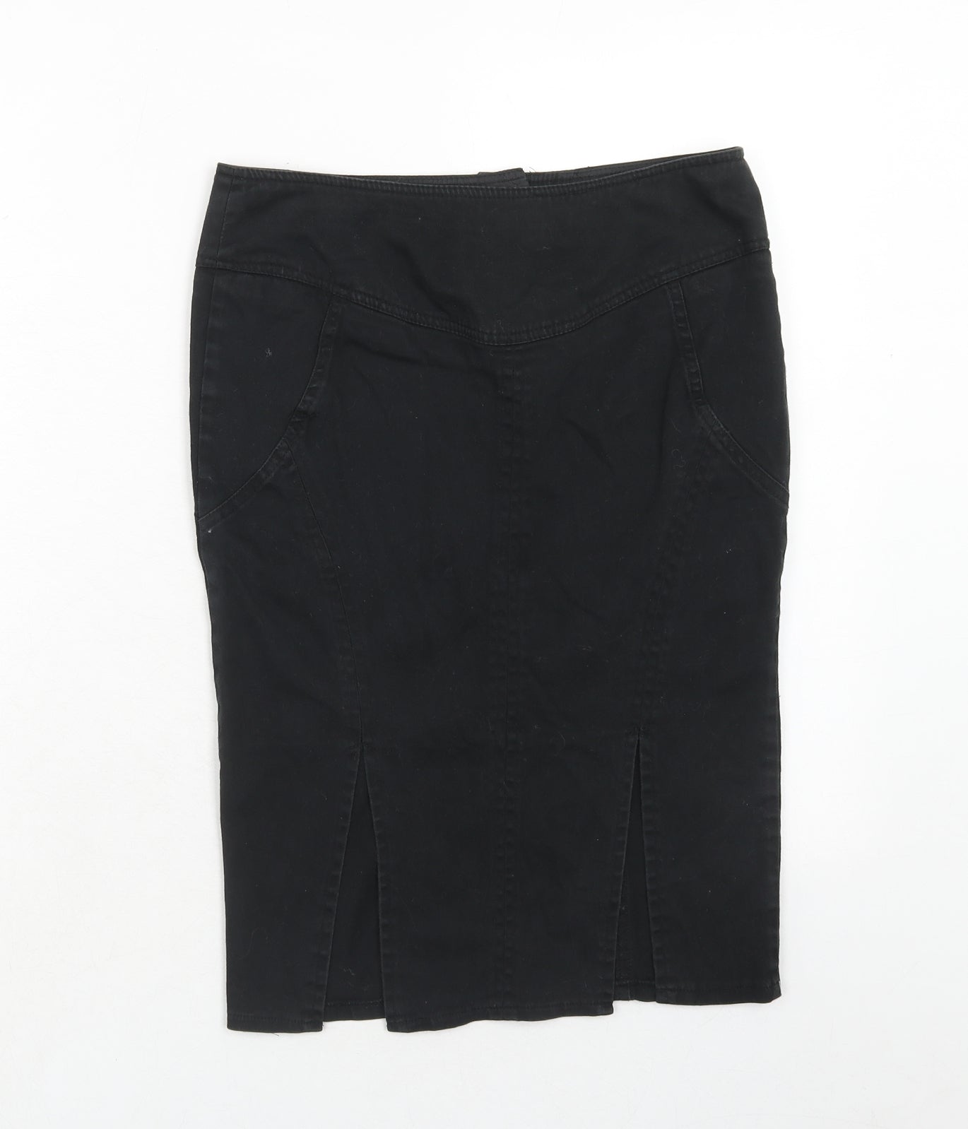 Jane Norman Womens Black Cotton A-Line Skirt Size 8 Zip