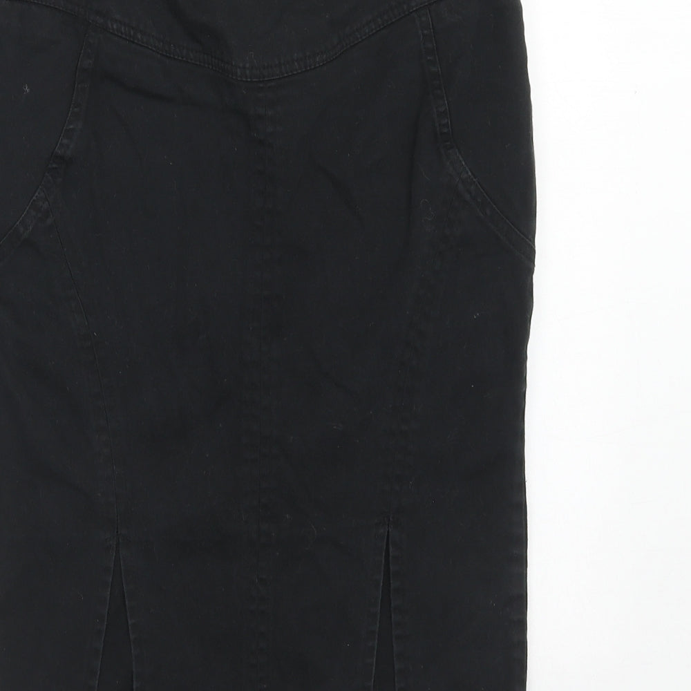 Jane Norman Womens Black Cotton A-Line Skirt Size 8 Zip