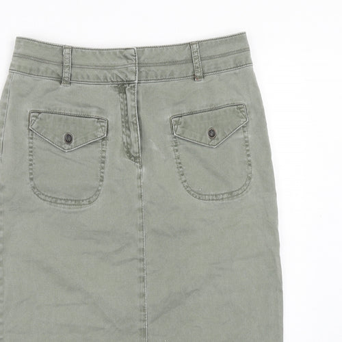 Monsoon Womens Green Cotton Cargo Skirt Size 8 Hook & Eye