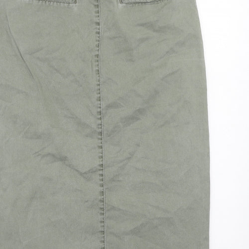 Monsoon Womens Green Cotton Cargo Skirt Size 8 Hook & Eye