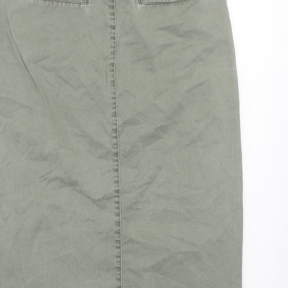 Monsoon Womens Green Cotton Cargo Skirt Size 8 Hook & Eye