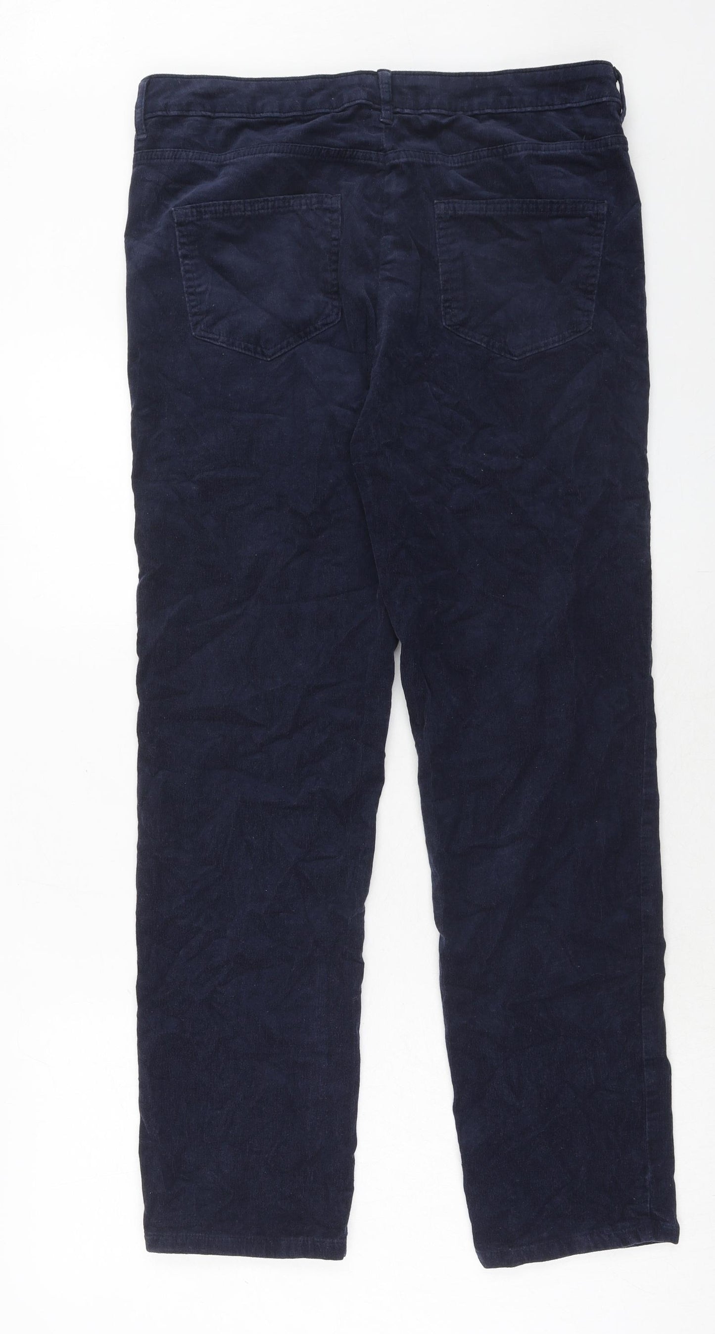 Marks and Spencer Womens Blue Cotton Trousers Size 16 Regular Zip