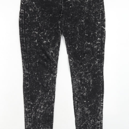 H&M Womens Black Cotton Skinny Jeans Size 14 Regular Zip