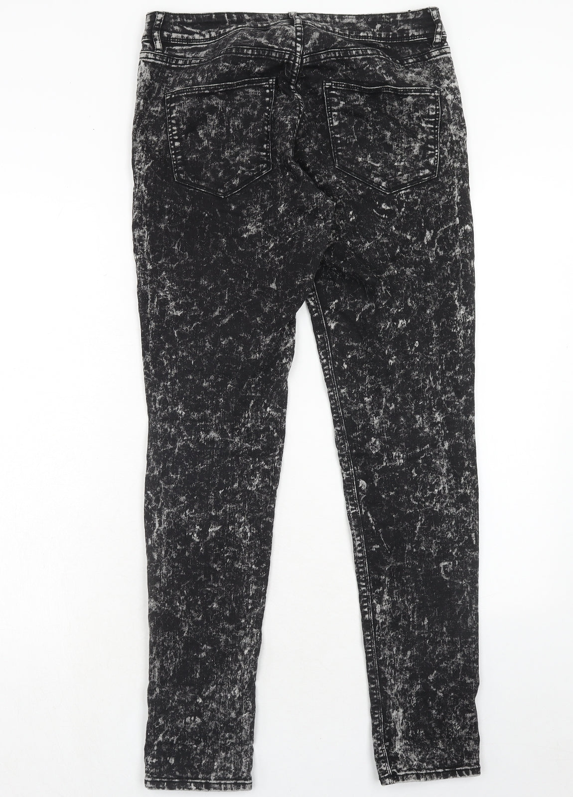 H&M Womens Black Cotton Skinny Jeans Size 14 Regular Zip