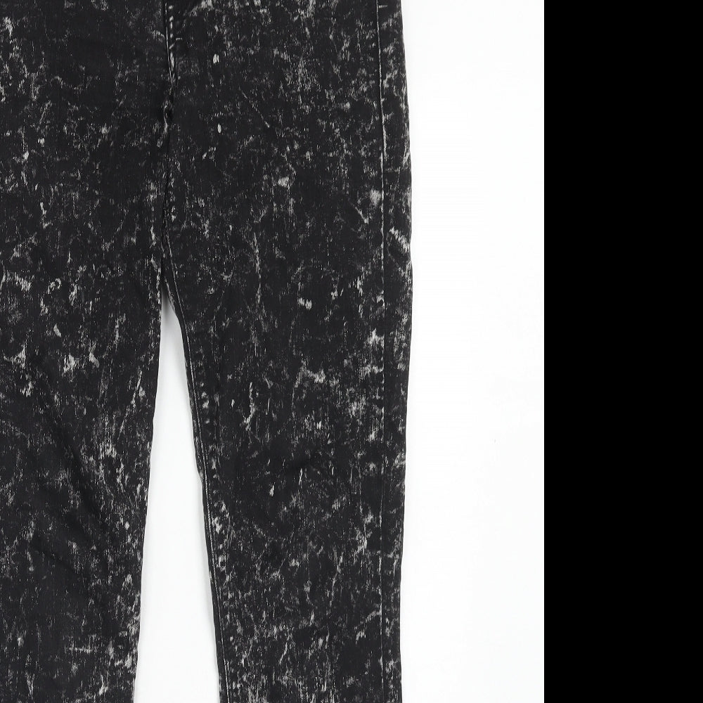 H&M Womens Black Cotton Skinny Jeans Size 14 Regular Zip