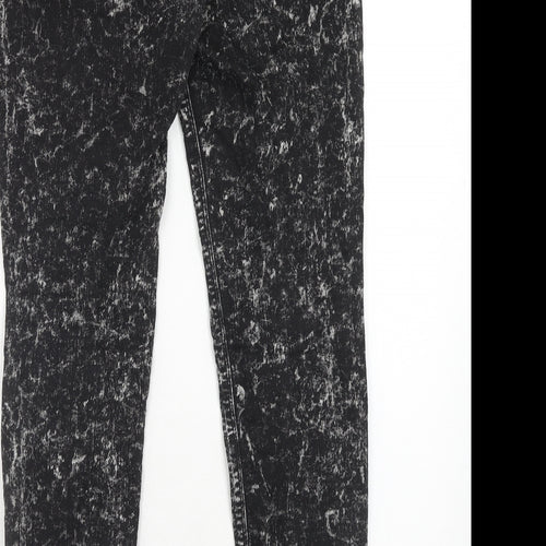 H&M Womens Black Cotton Skinny Jeans Size 14 Regular Zip