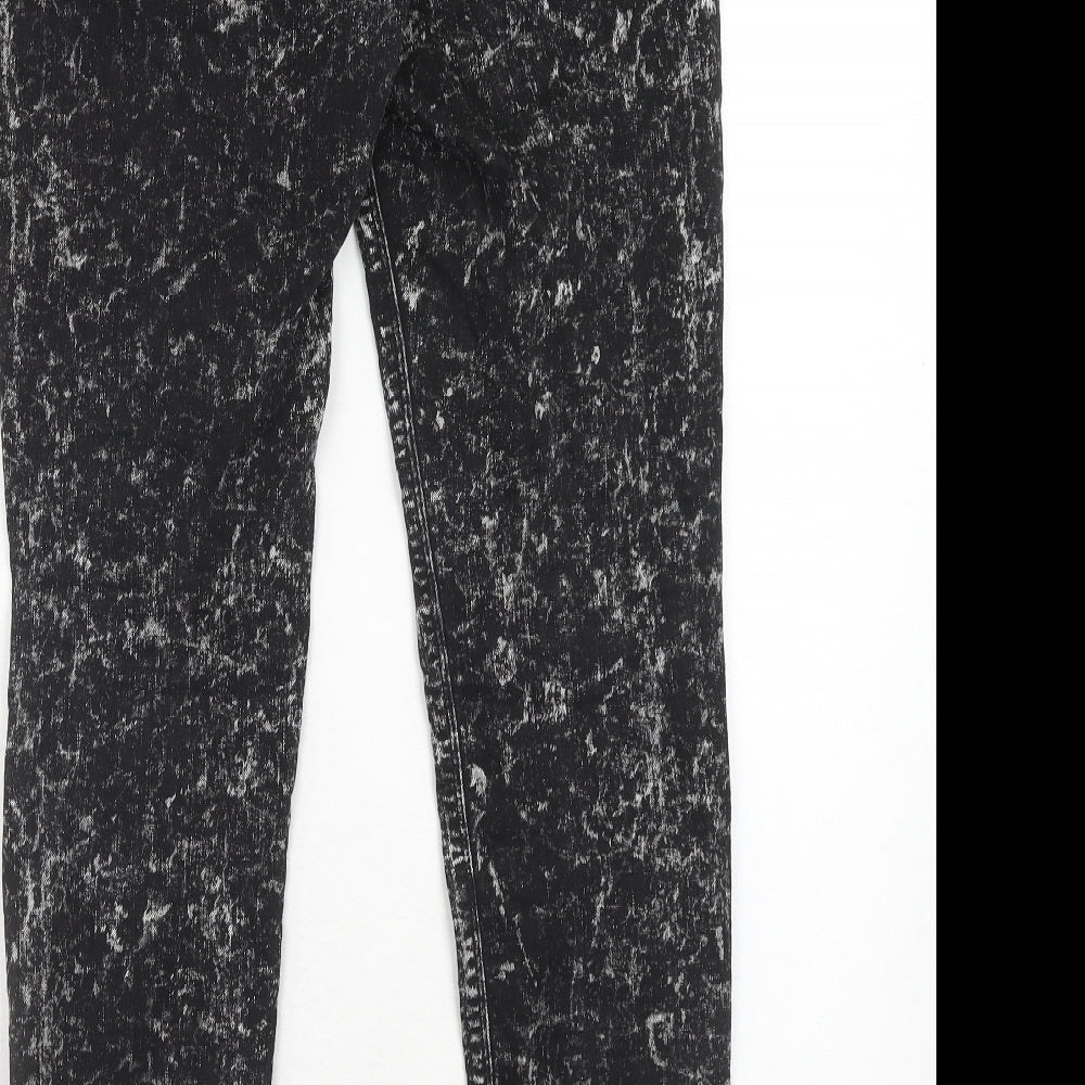 H&M Womens Black Cotton Skinny Jeans Size 14 Regular Zip