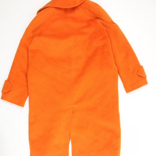 Miss Selfridge Womens Orange Overcoat Coat Size L Snap