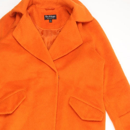 Miss Selfridge Womens Orange Overcoat Coat Size L Snap