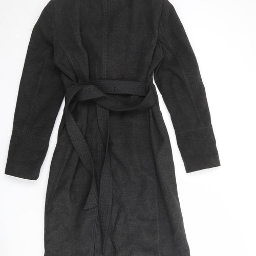 H&M Womens Black Overcoat Coat Size 10 Snap