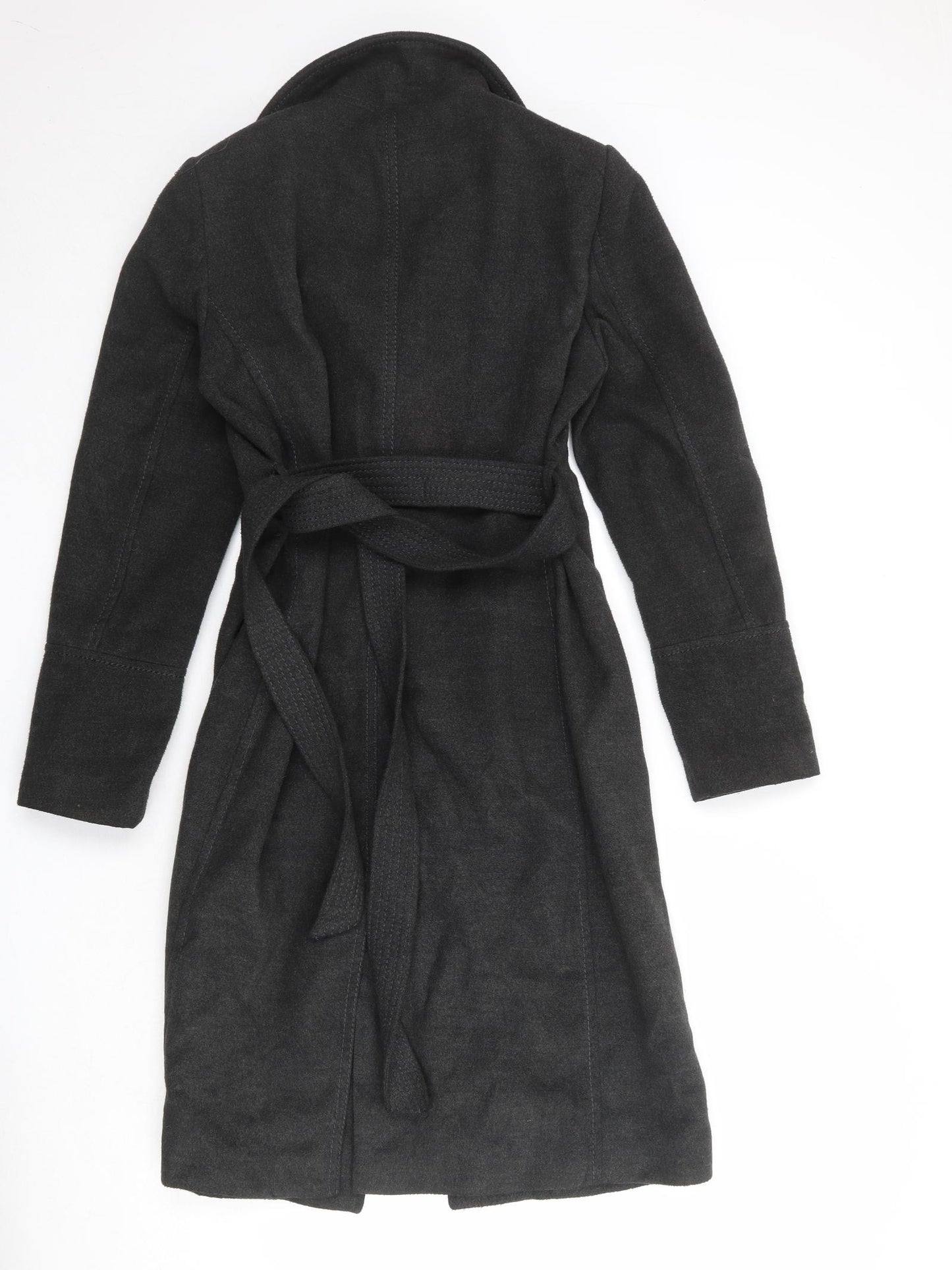H&M Womens Black Overcoat Coat Size 10 Snap