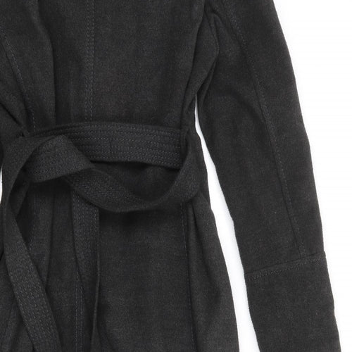 H&M Womens Black Overcoat Coat Size 10 Snap