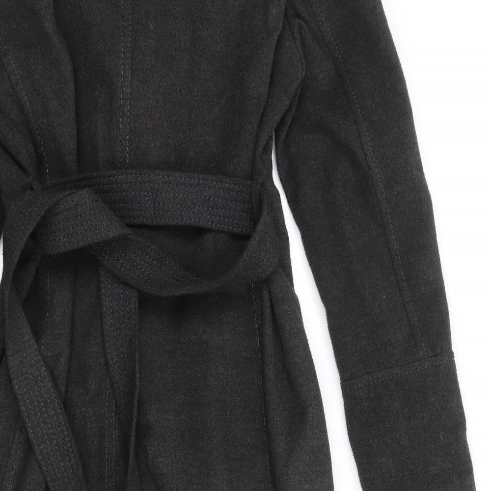 H&M Womens Black Overcoat Coat Size 10 Snap