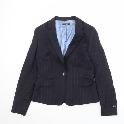 TM Lewin Womens Blue Pinstripe Wool Jacket Blazer Size 10