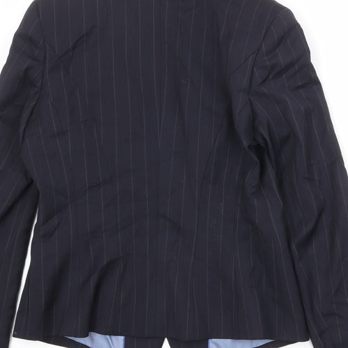 TM Lewin Womens Blue Pinstripe Wool Jacket Blazer Size 10