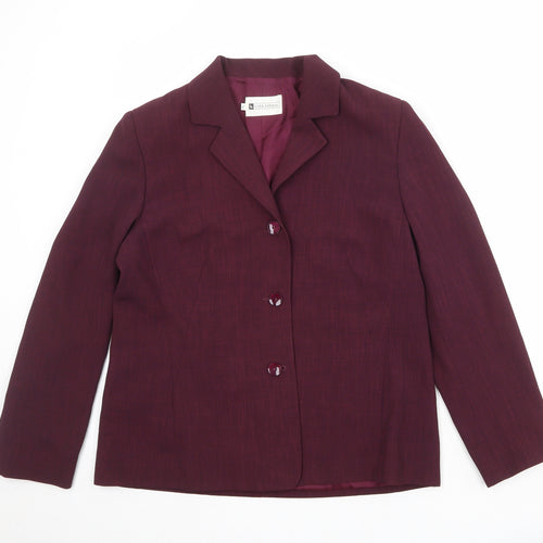 Liza Lovell Womens Purple Polyester Jacket Blazer Size 14