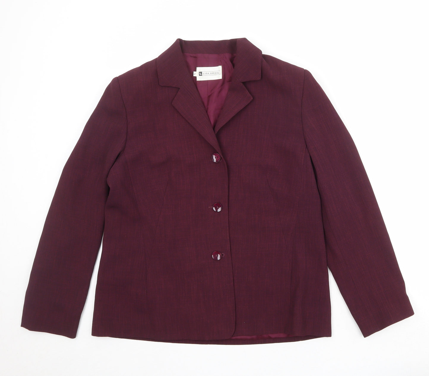 Liza Lovell Womens Purple Polyester Jacket Blazer Size 14