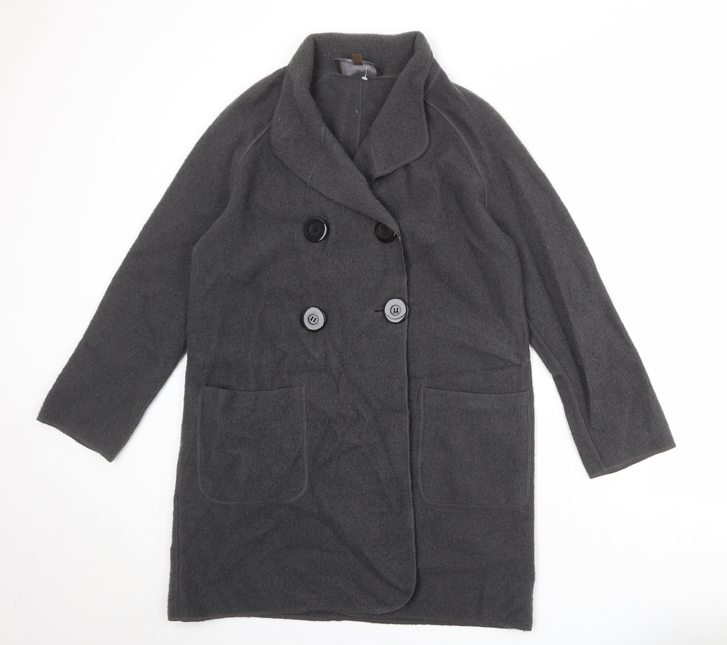 Fenn Wright Manson Womens Grey Overcoat Coat Size 8 Button