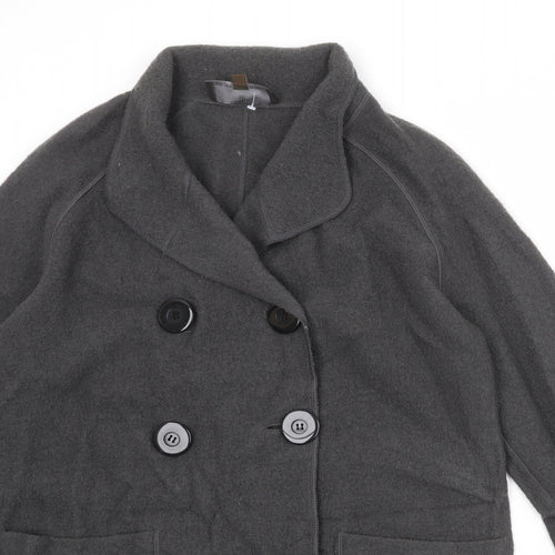 Fenn Wright Manson Womens Grey Overcoat Coat Size 8 Button