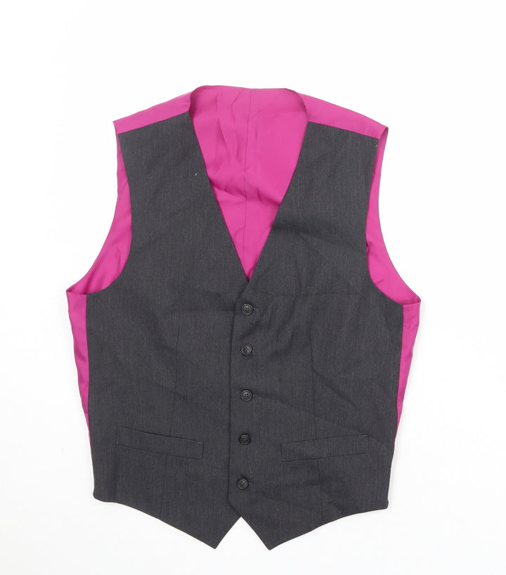 Marks and Spencer Mens Grey Polyester Jacket Suit Waistcoat Size 38 Regular