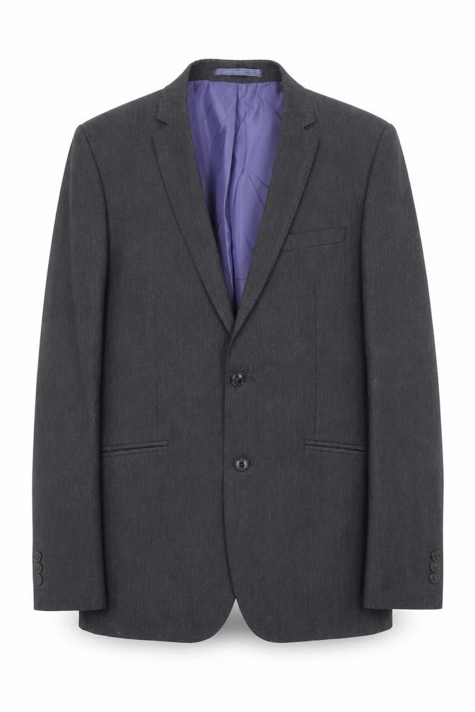 Front view of Marks & Spencer men’s grey polyester jacket suit jacket, size 40, regular
