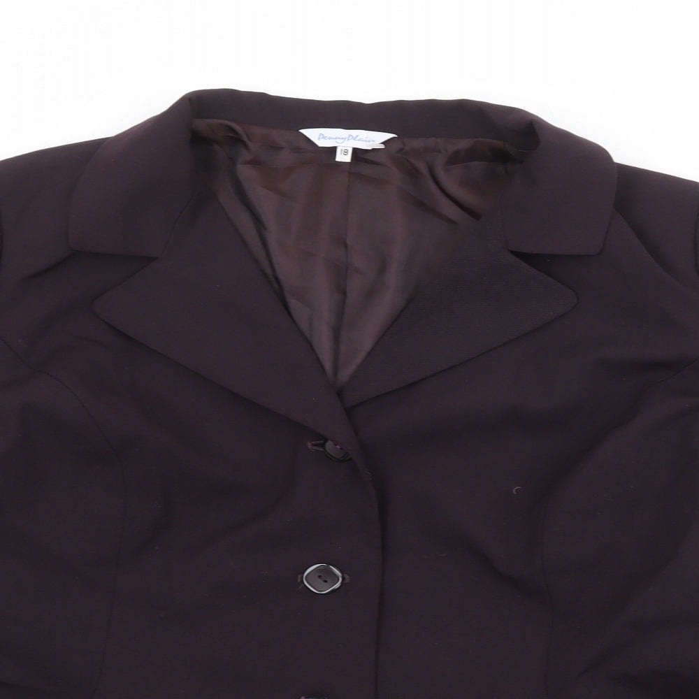 Penny Plain Womens Purple Polyester Jacket Blazer Size 18