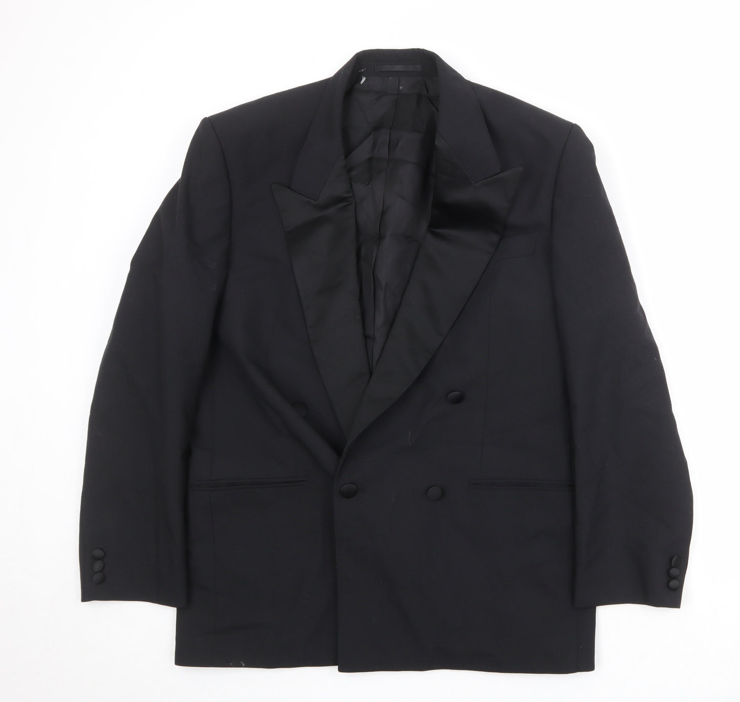 St Michael Mens Black Wool Tuxedo Suit Jacket Size 40 Regular