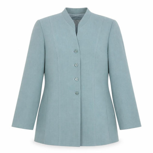 Front view of Gold women’s blue polyester jacket blazer, size UK 12