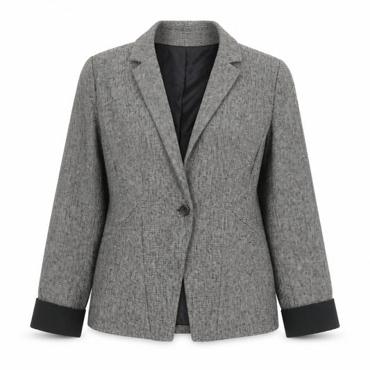 Front view of Next women’s grey polyester jacket blazer, size UK 10