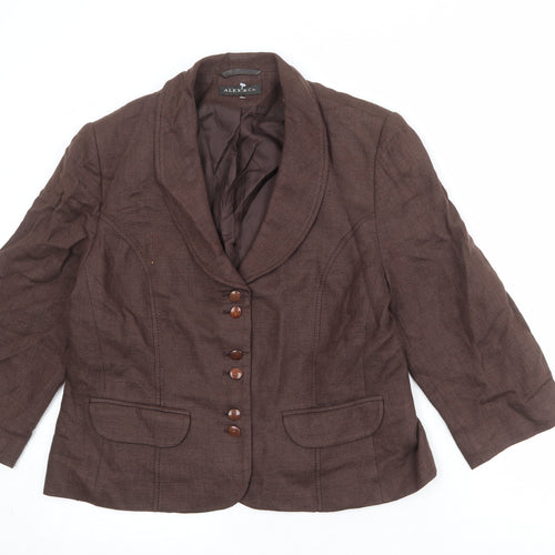 Alex & Co Womens Brown Linen Jacket Blazer Size 14